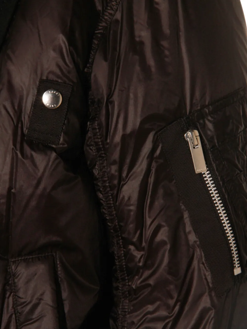 Sacai Double-breasted Down Outerwear Featuring Pockets In Brown