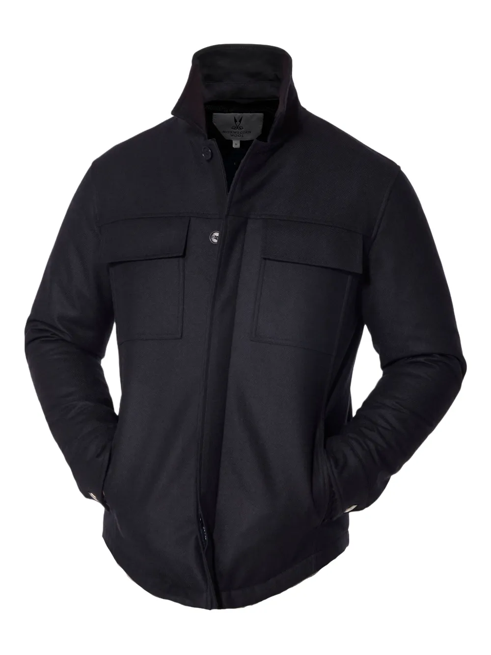 Norwegian Wool Flap-pocket Wool Jacket In Blue