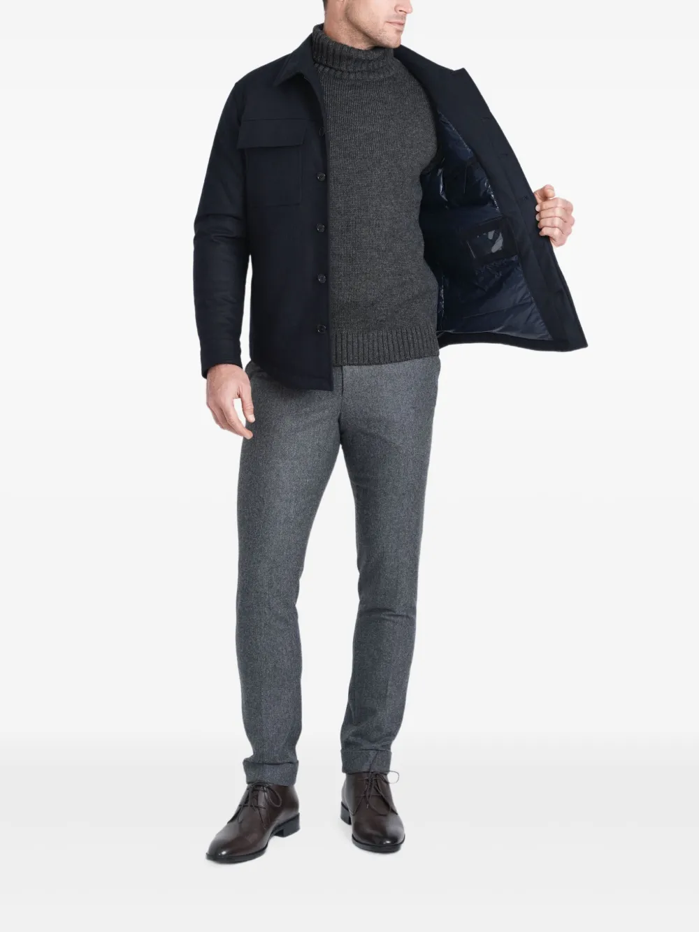 Norwegian Wool Flap-pocket Wool Jacket In Blue