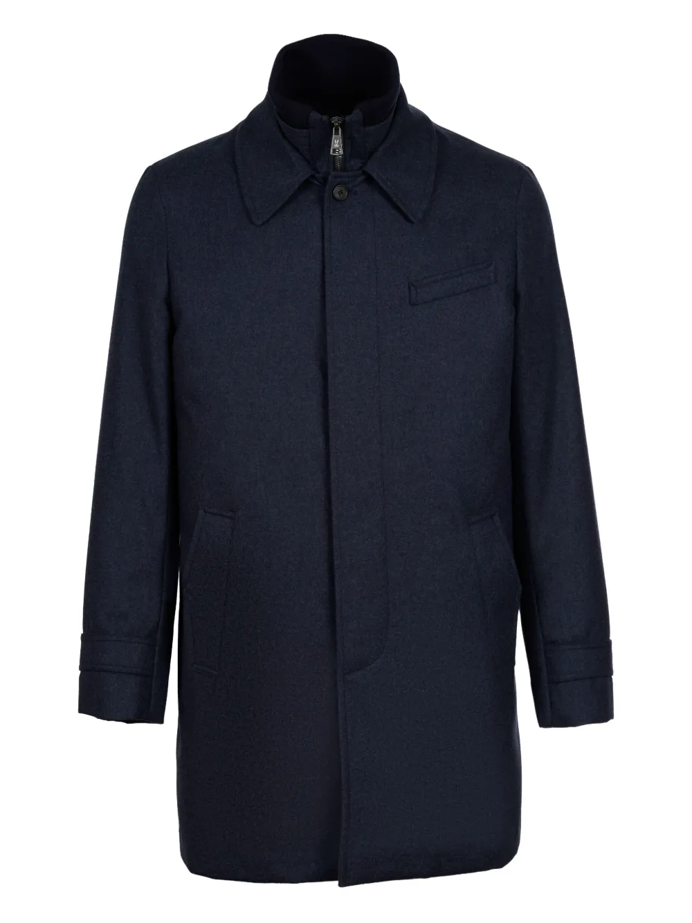 Norwegian Wool Euro Buttoned Coat In Blue