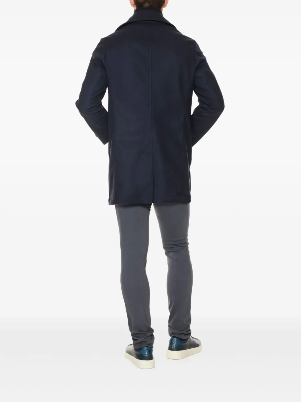 Norwegian Wool Euro Buttoned Coat In Blue