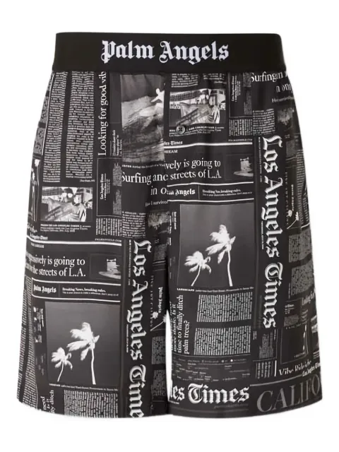 Palm Angels newspaper-print elastic-waist shorts