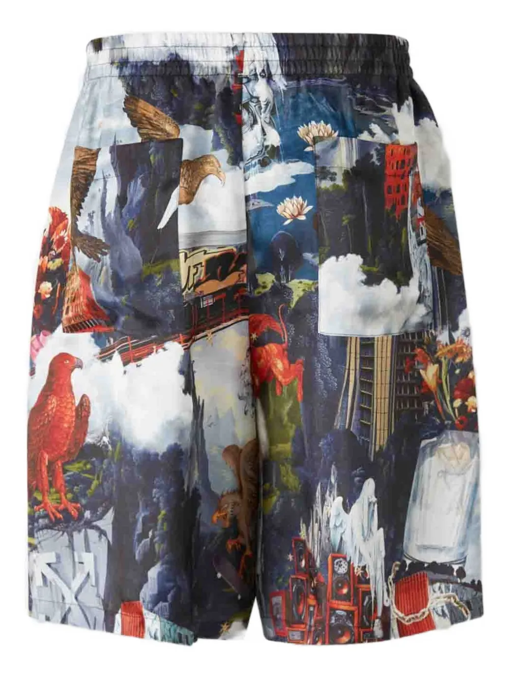Off-white Patchwork Drawstring Shorts In Multi