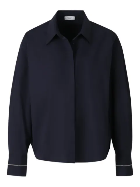 Peserico embellished-cuff cropped-hem shirt