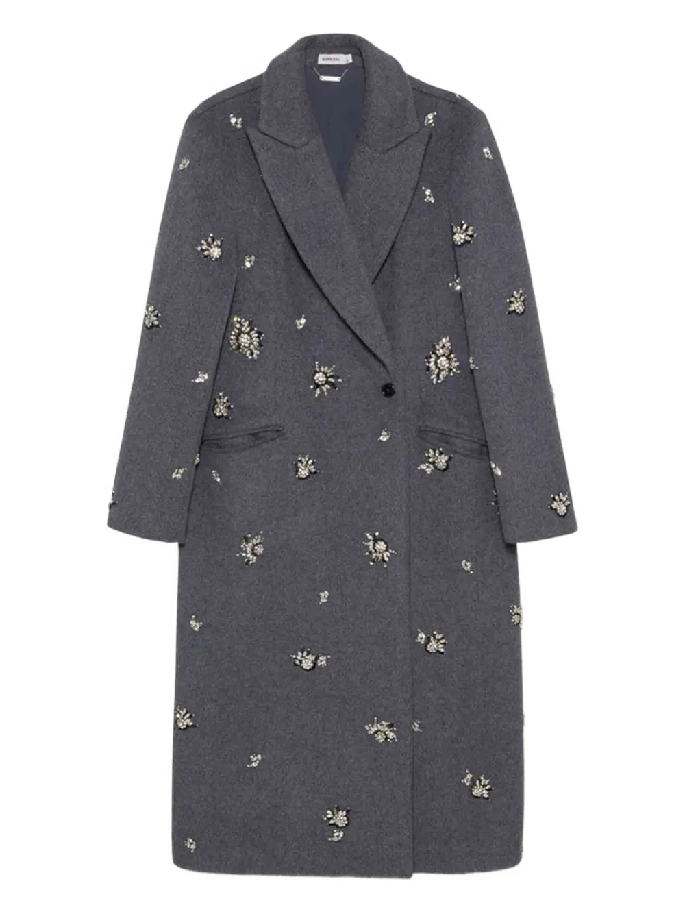 Simkhai Crystal-embellished Double-breasted Coat In Gray