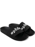 SP5DER logo-embossed slides - Black