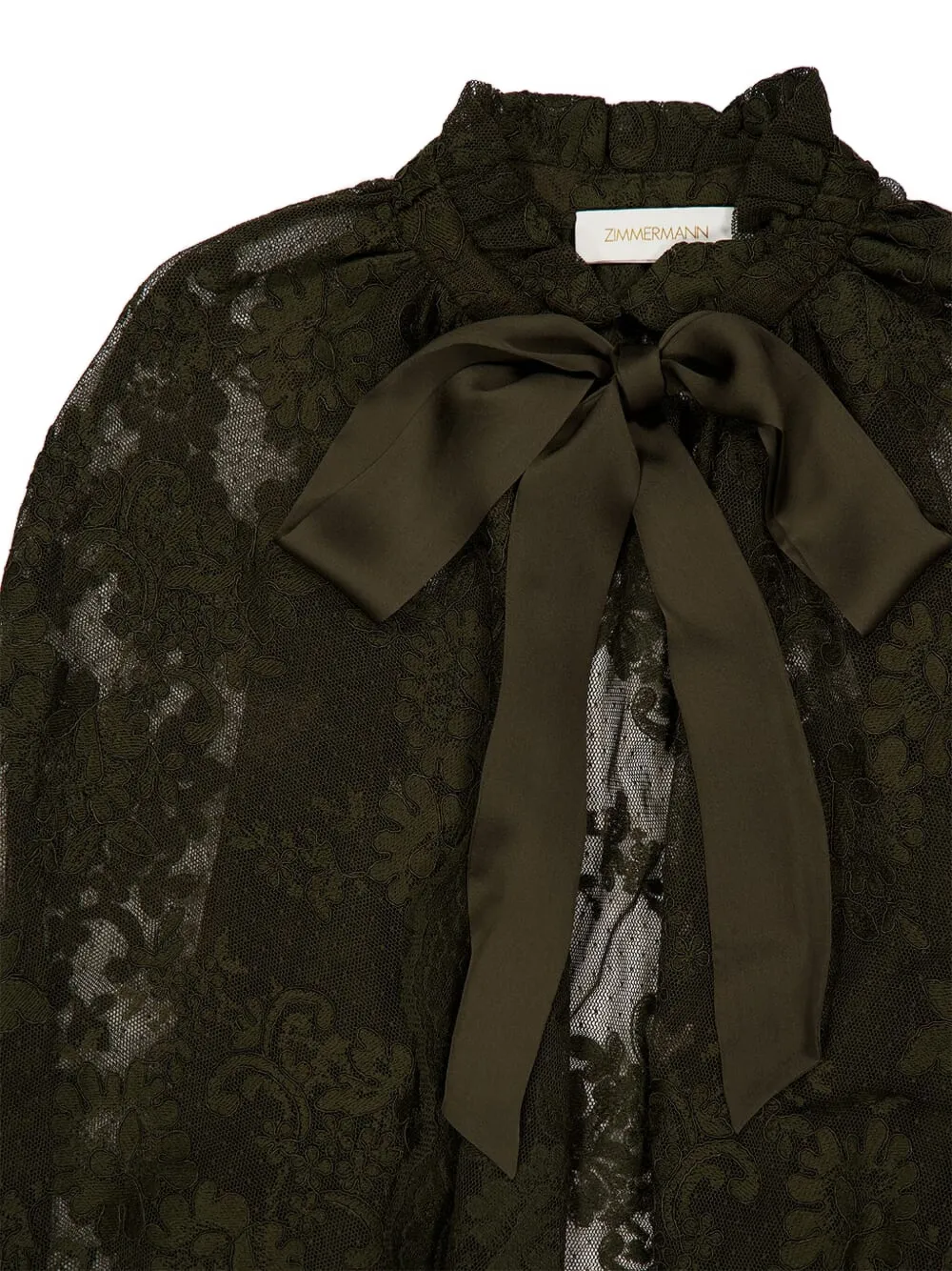 Zimmermann Lace High-neck Cape In Green