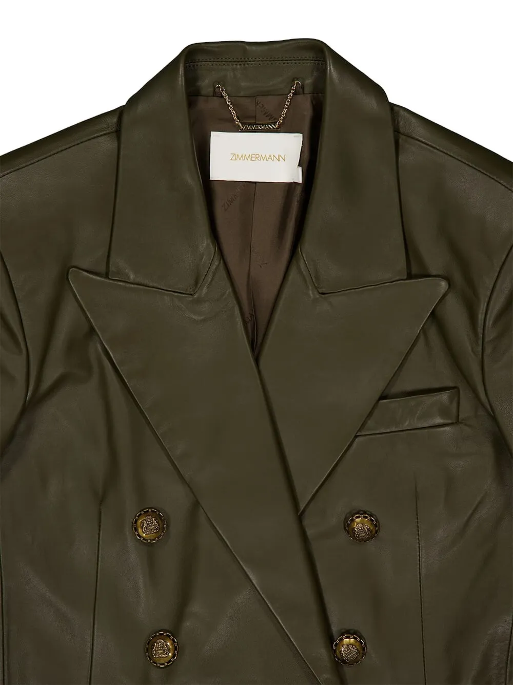  Zimmermann Double-breasted Leather Blazer - Green 