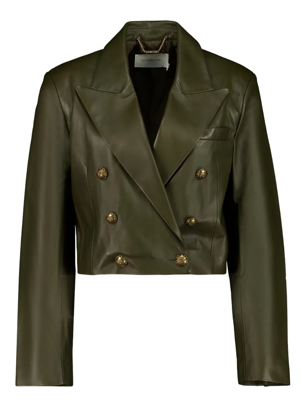 ZIMMERMANN double-breasted leather blazer | Green | Image 1