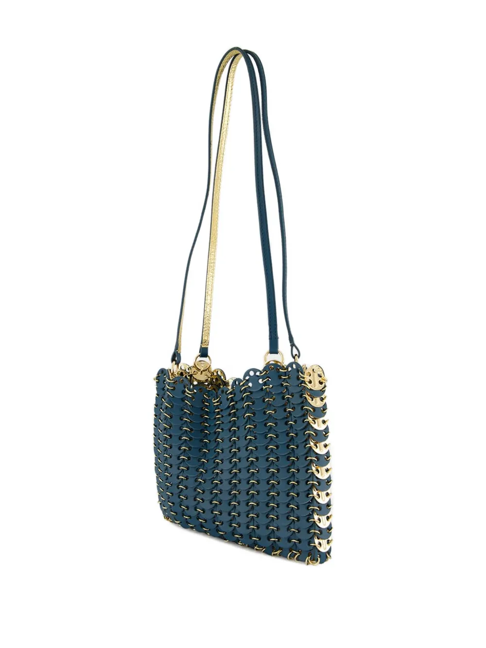 Rabanne Teal 1969 omkeerbare leren schoudertas Blauw