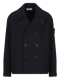 Stone Island double-breasted wool peacoat - Black