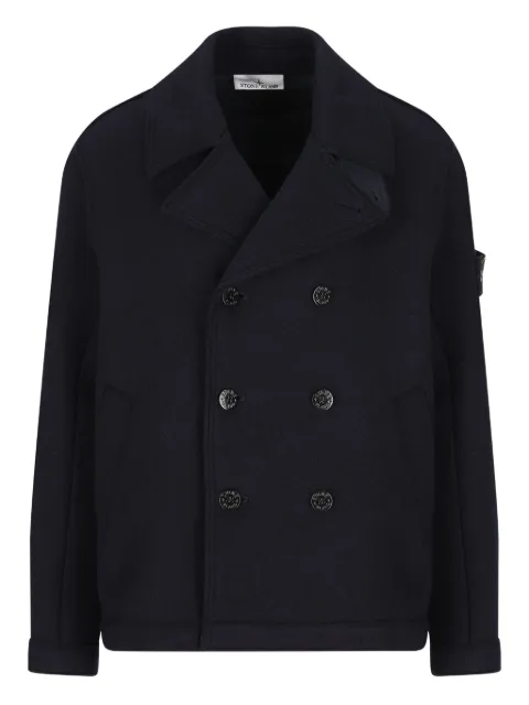 Stone Island double-breasted wool peacoat