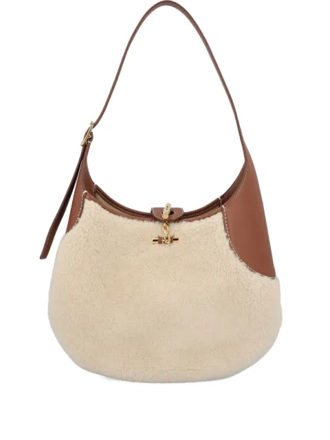 Loro Piana medium Bobbin shearling leather-trim shoulder bag