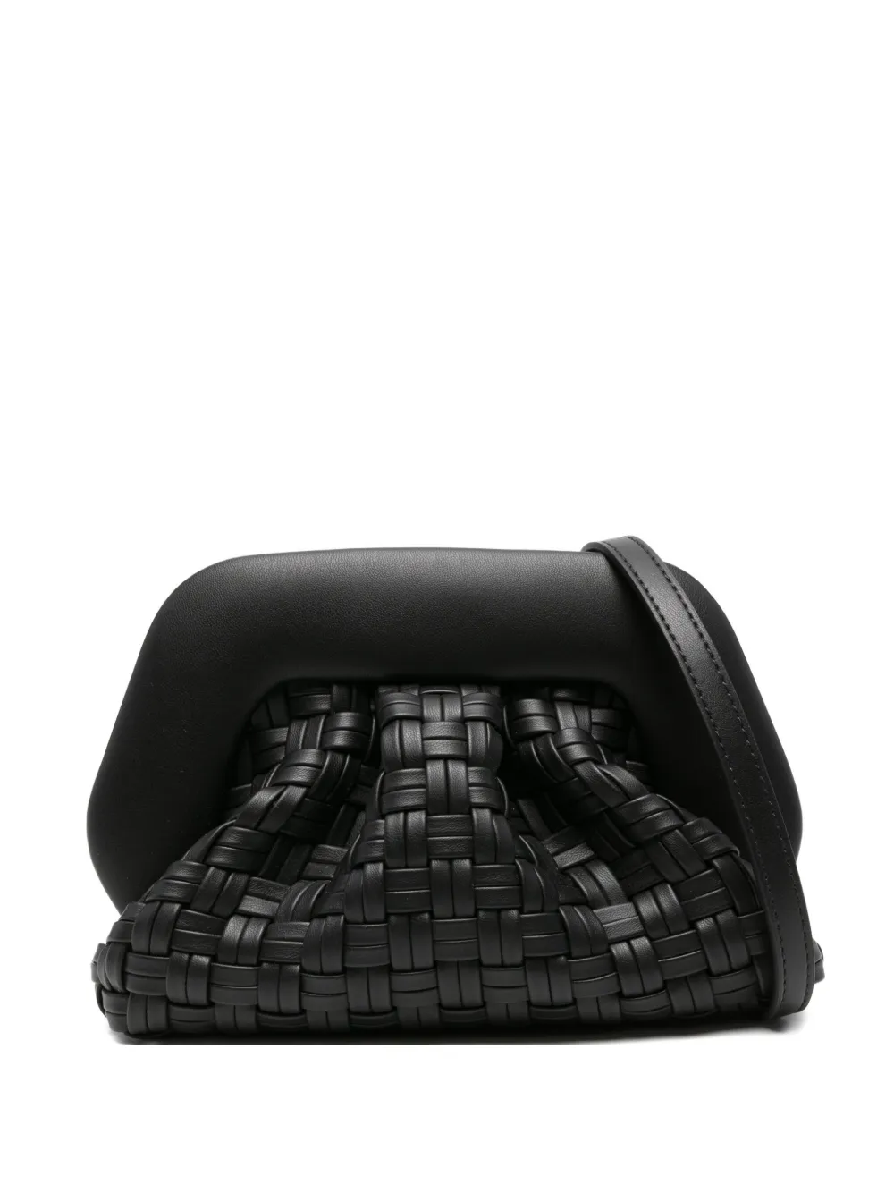 Themoirè Braided Leather Clutch Bag And Strap In Black