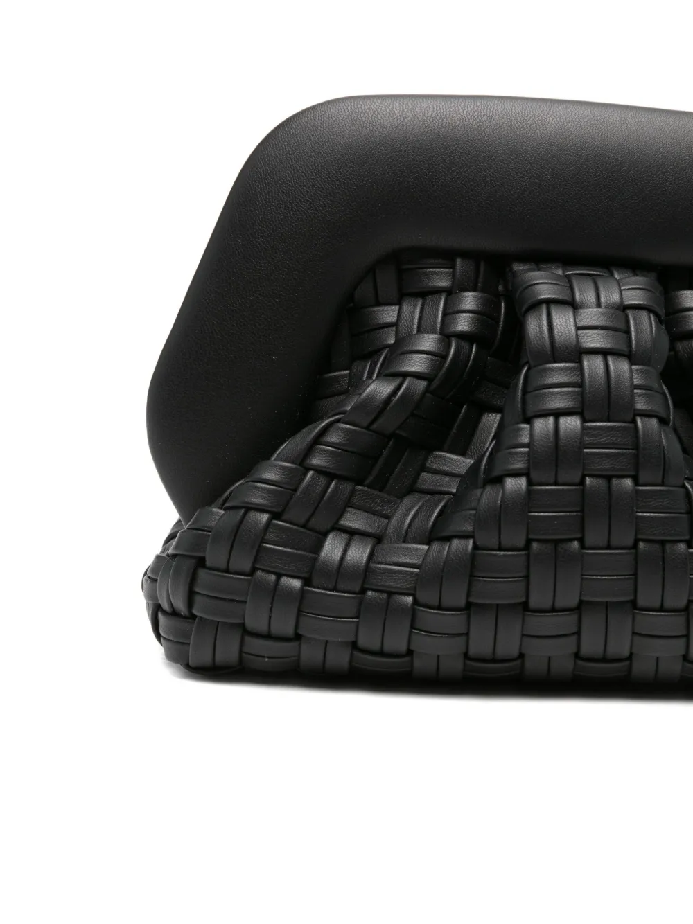 Themoirè Braided Leather Clutch Bag And Strap In Black