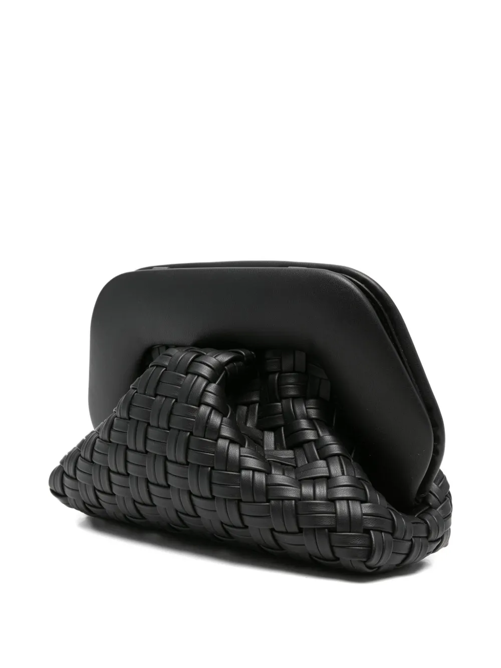 Themoirè Braided Leather Clutch Bag And Strap In Black