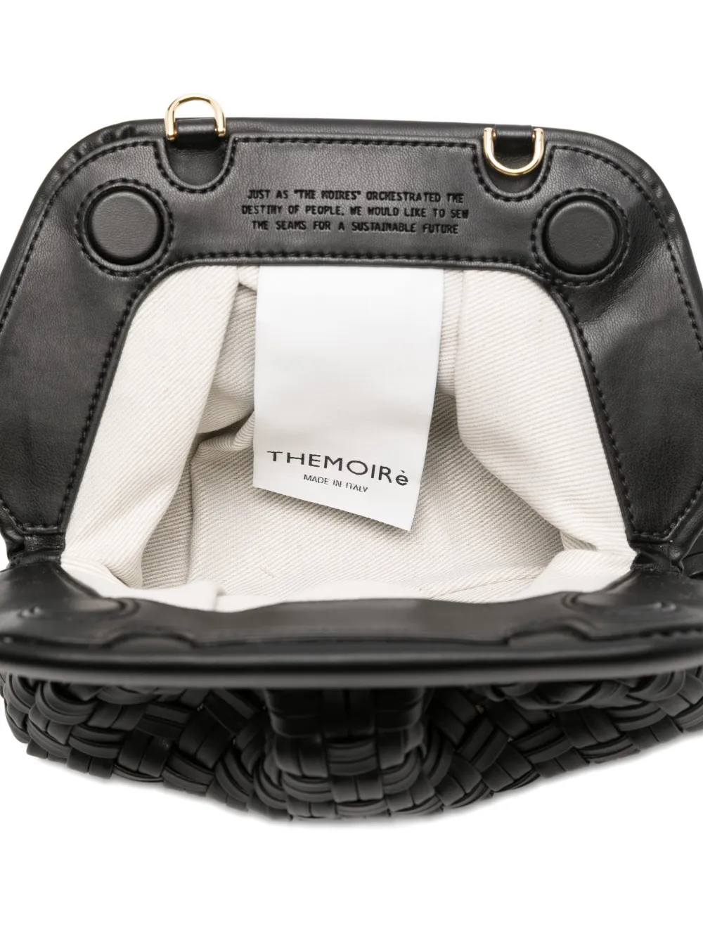 Themoirè Braided Leather Clutch Bag And Strap In Black