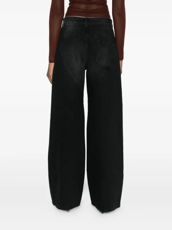 Jean Noir Taille Haute AREA NYC Fendu Et Orné De Cristaux - Taille 6, Fait Main, Neuf Avec étiquettes