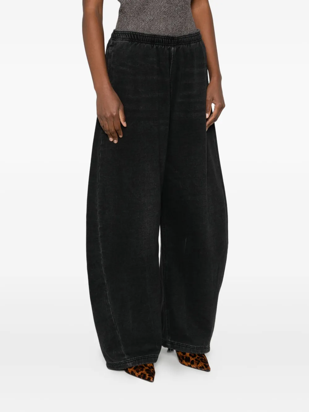 Alexander Wang Elasticated-waist Wide-leg Trousers In Black