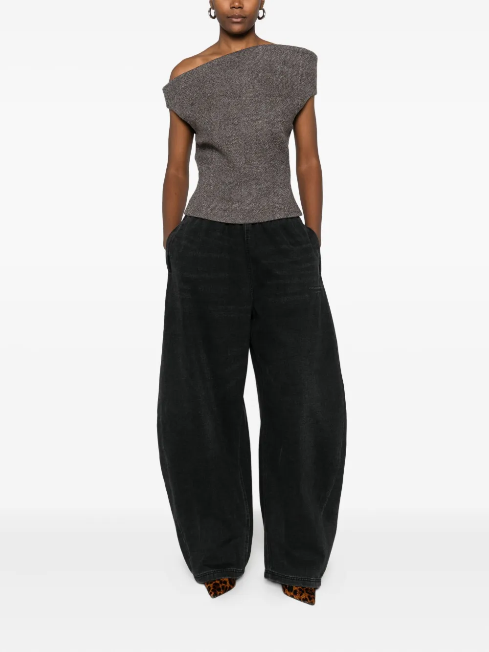 Alexander Wang Elasticated-waist Wide-leg Trousers In Black