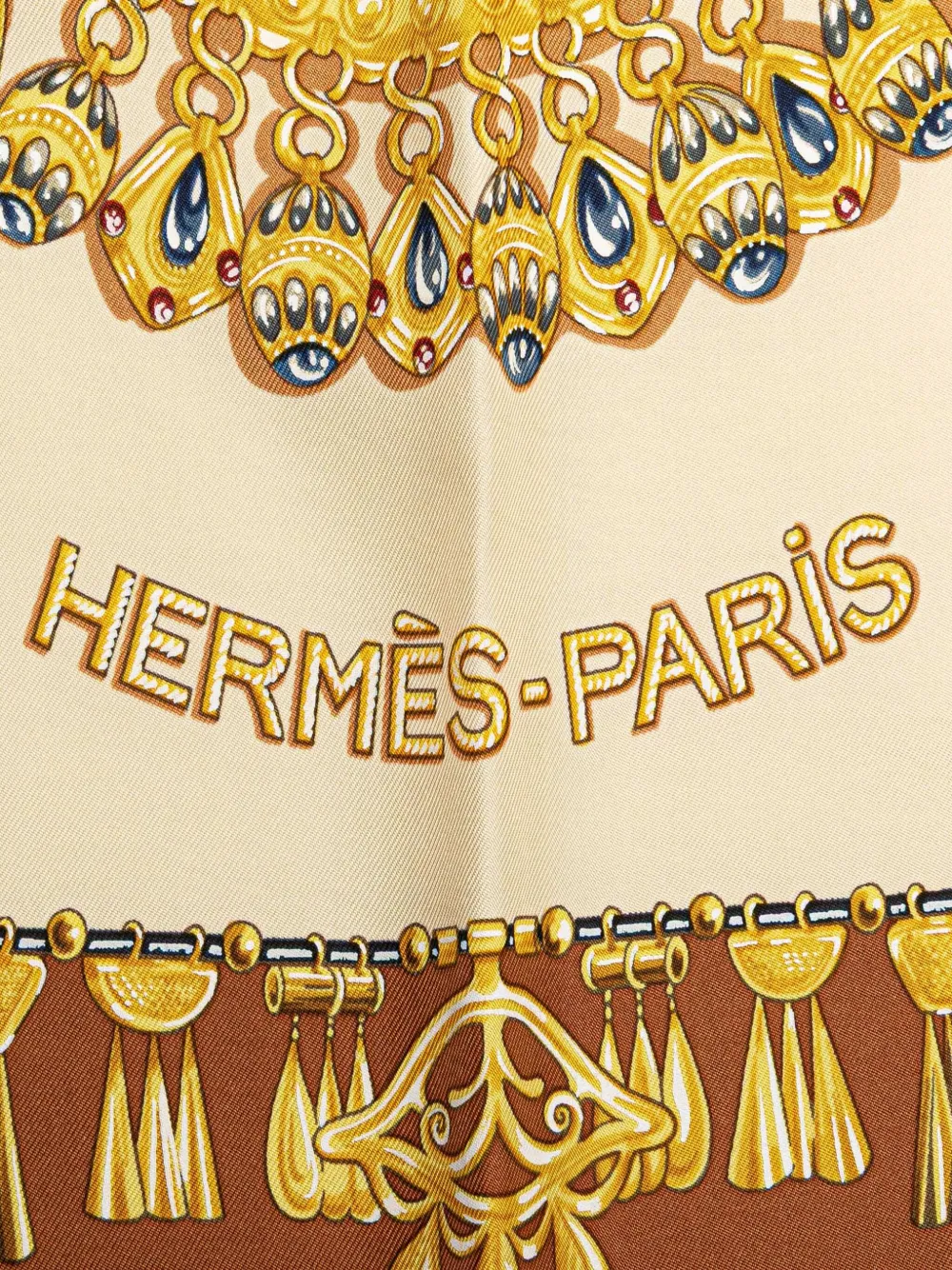 Pre-owned Hermes 20th Century Parures Des Sables Silk Scarf Scarves In Brown