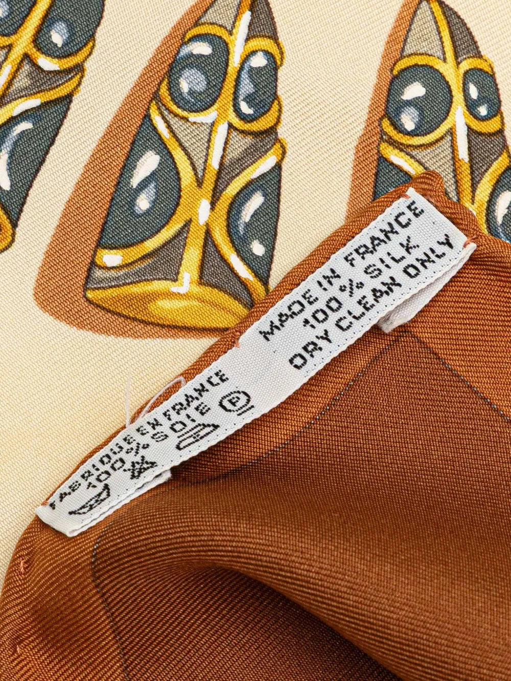 Pre-owned Hermes 20th Century Parures Des Sables Silk Scarf Scarves In Brown