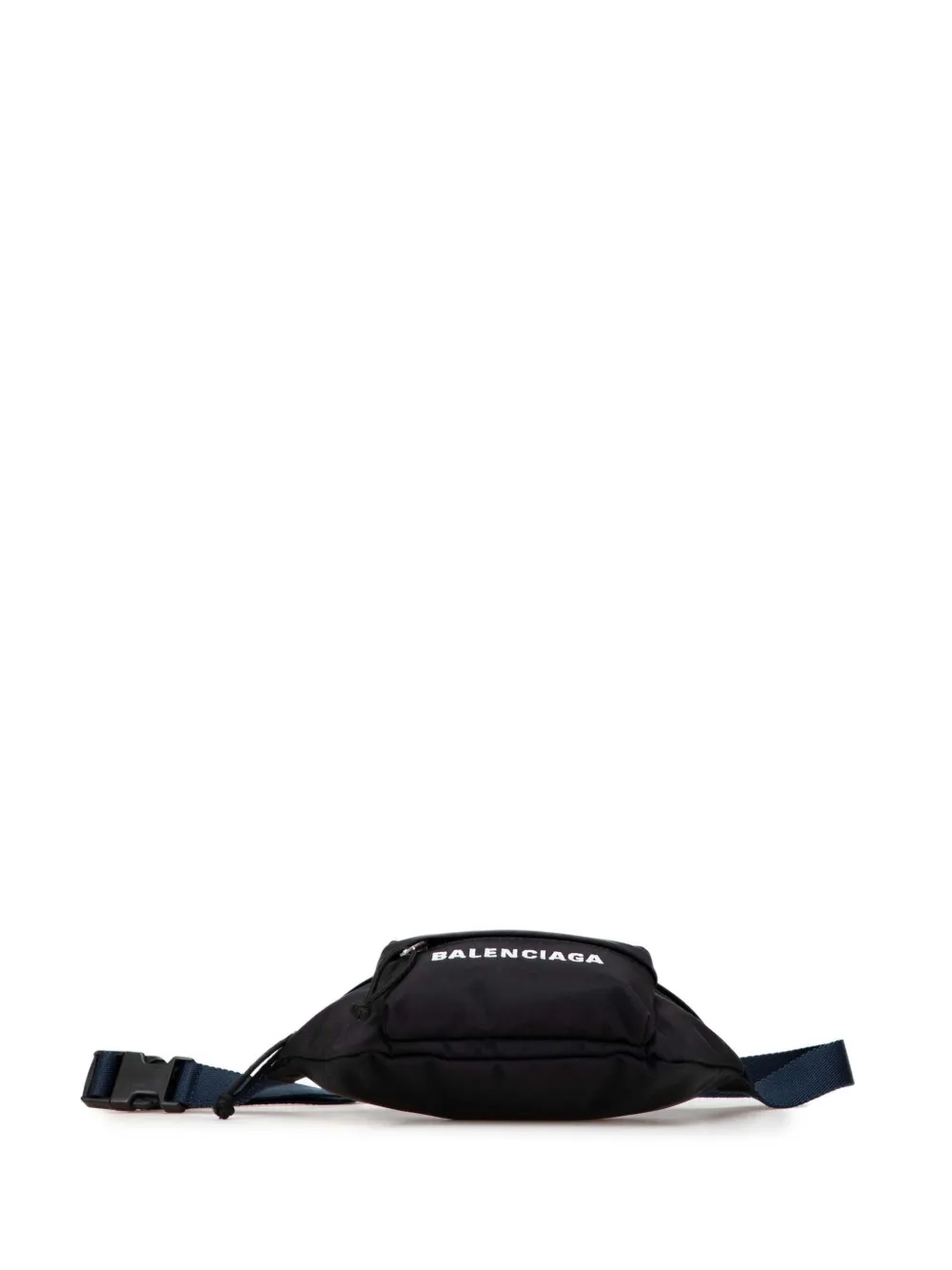 Pre-owned Balenciaga 2019 Nylon Logo Wheel Belt Bag In Black