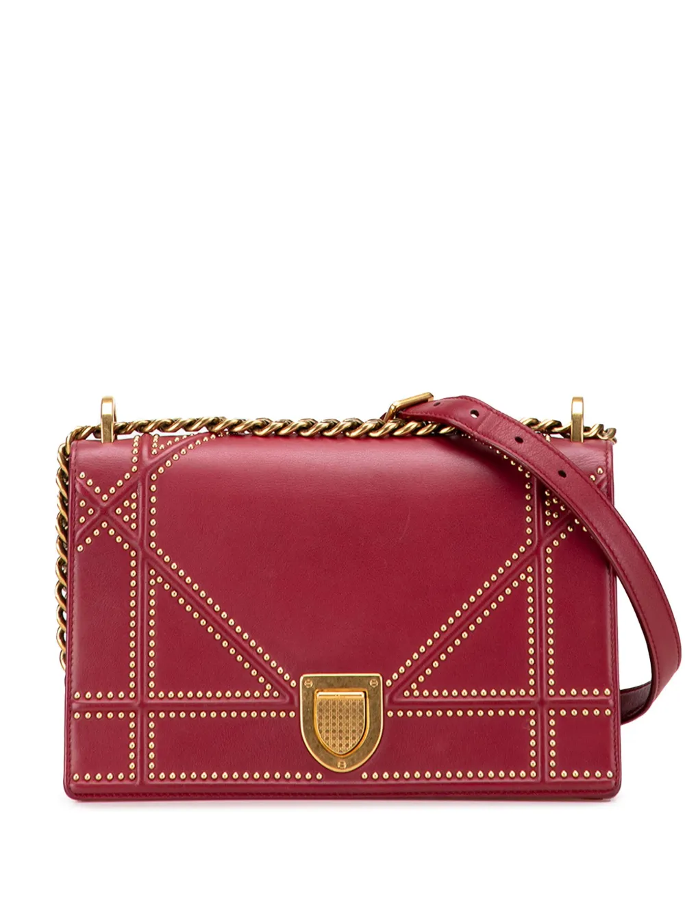 Christian Dior Pre-Owned 2018 Medium Studded Lambskin Diorama Flap crossbody bag | Red | Image 1