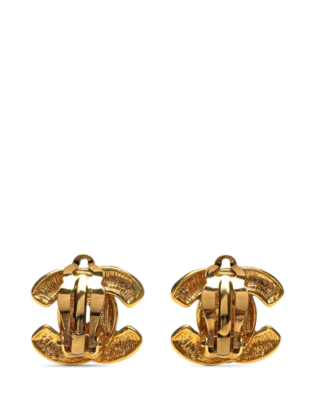 CHANEL Pre-Owned 20th Century Gold Plated CC Quilted Clip on Earrings costume earrings | Image 2