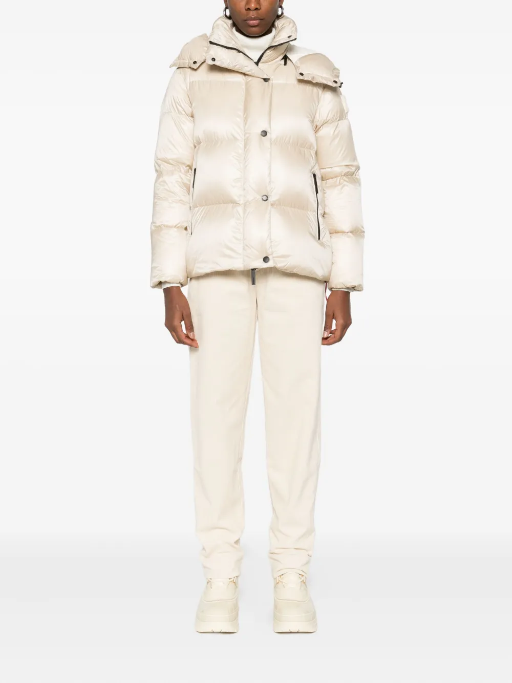 After Label Hooded Puffer Jacket In Neutral
