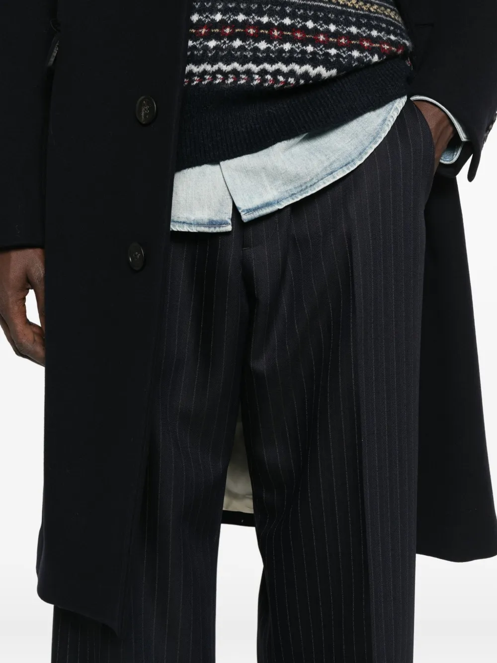 Golden Goose Broek met elastische taille en krijtstreep Blauw