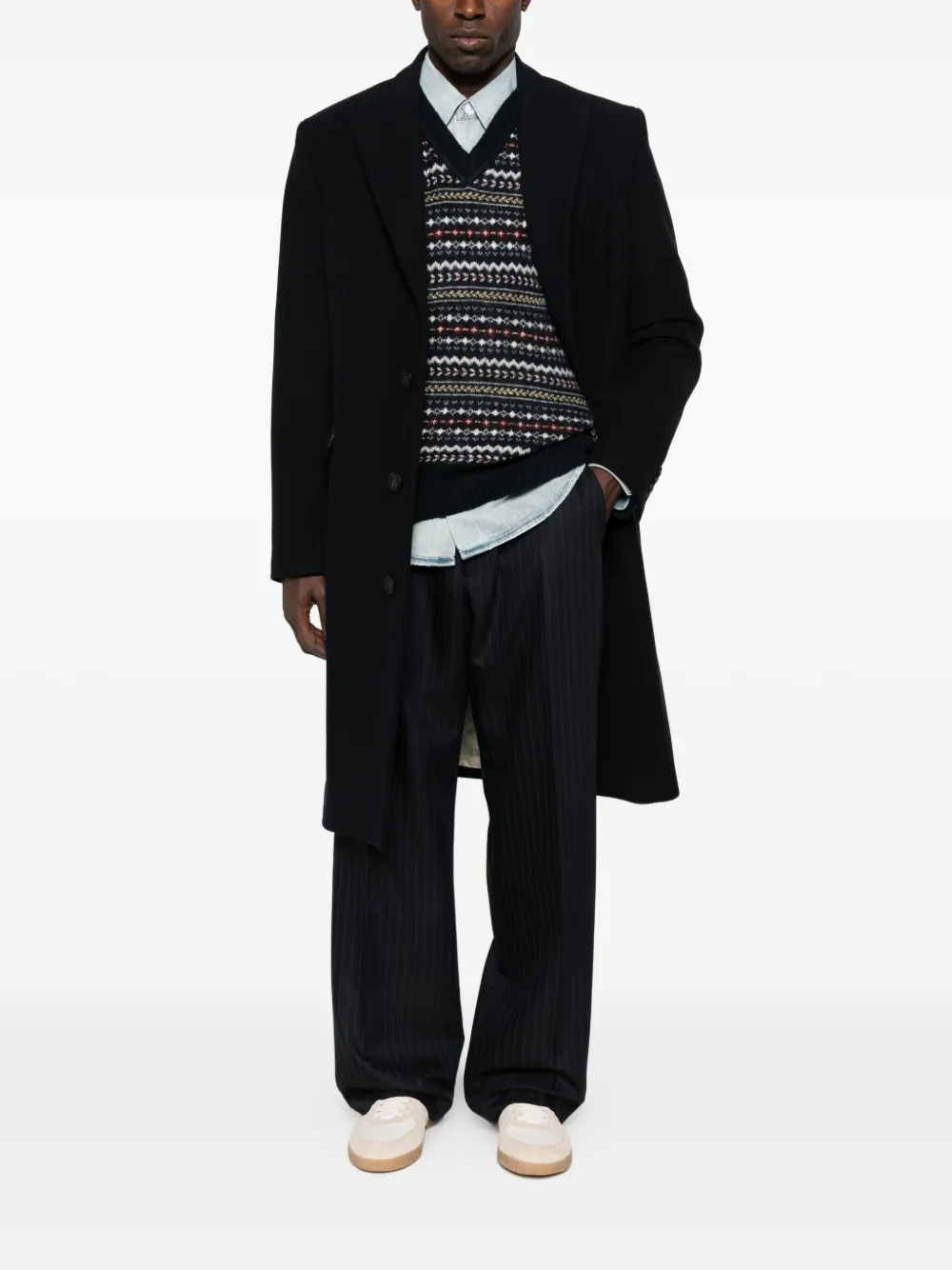 Golden Goose Broek met elastische taille en krijtstreep - Blauw
