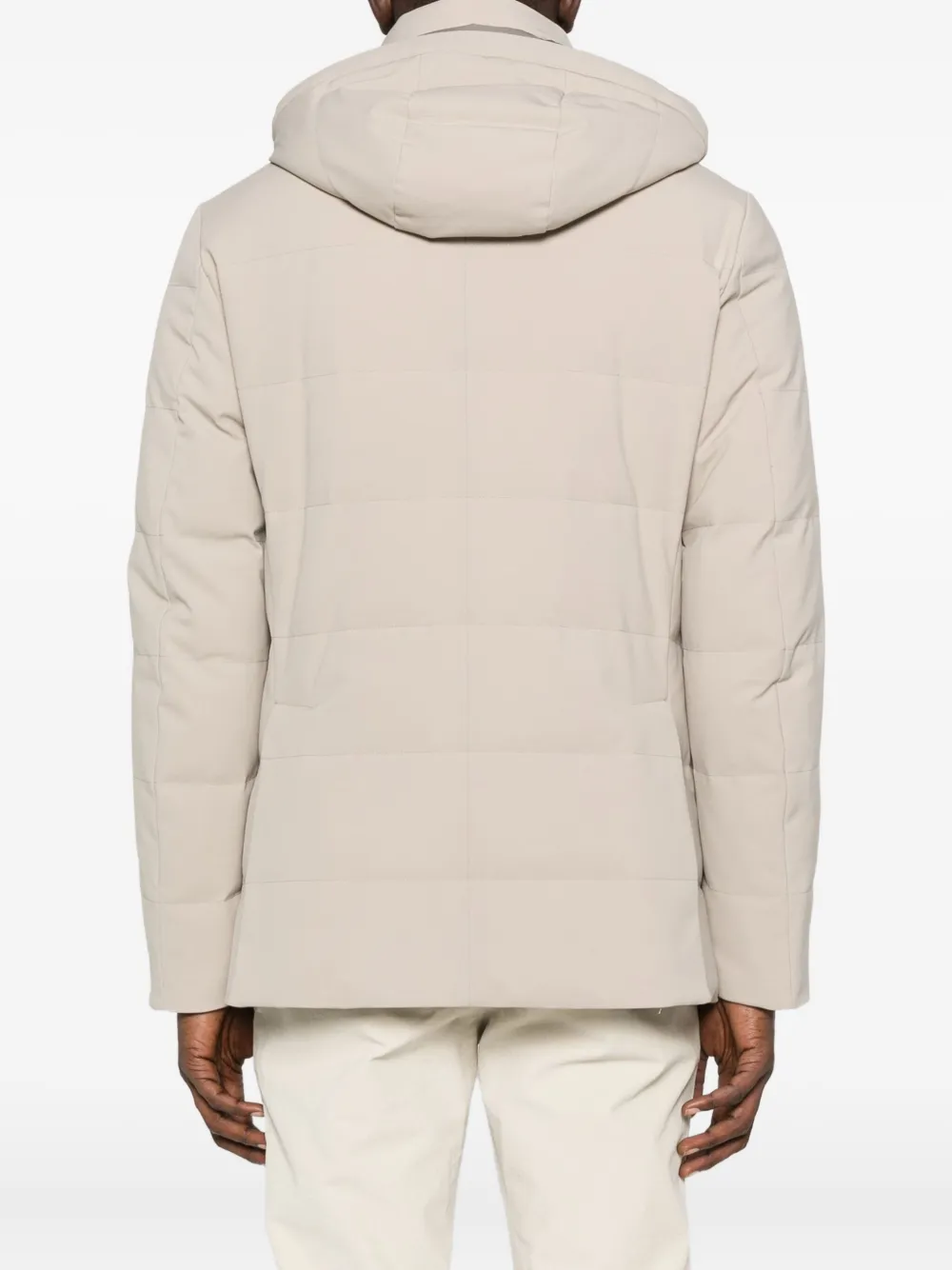 Montecore Hooded Quilted Button Coat In Neutral