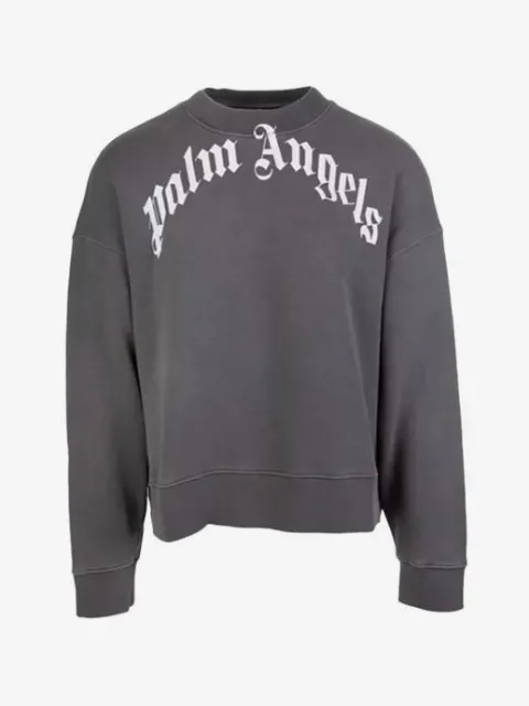 Palm Angels curved logo crew-neck sweatshirt