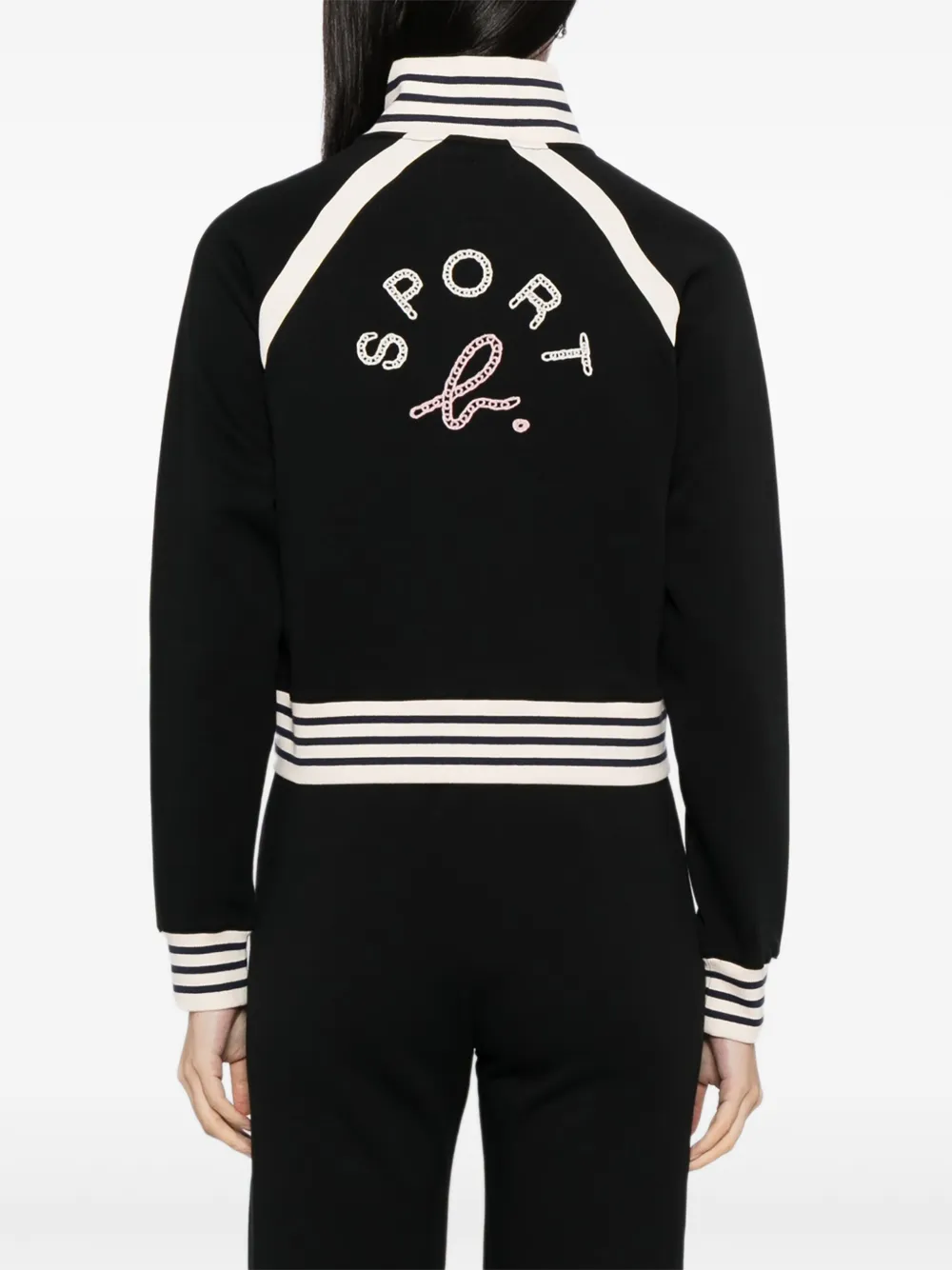 Sport B. By Agnès B. Embroidered Zip Jacket In Black
