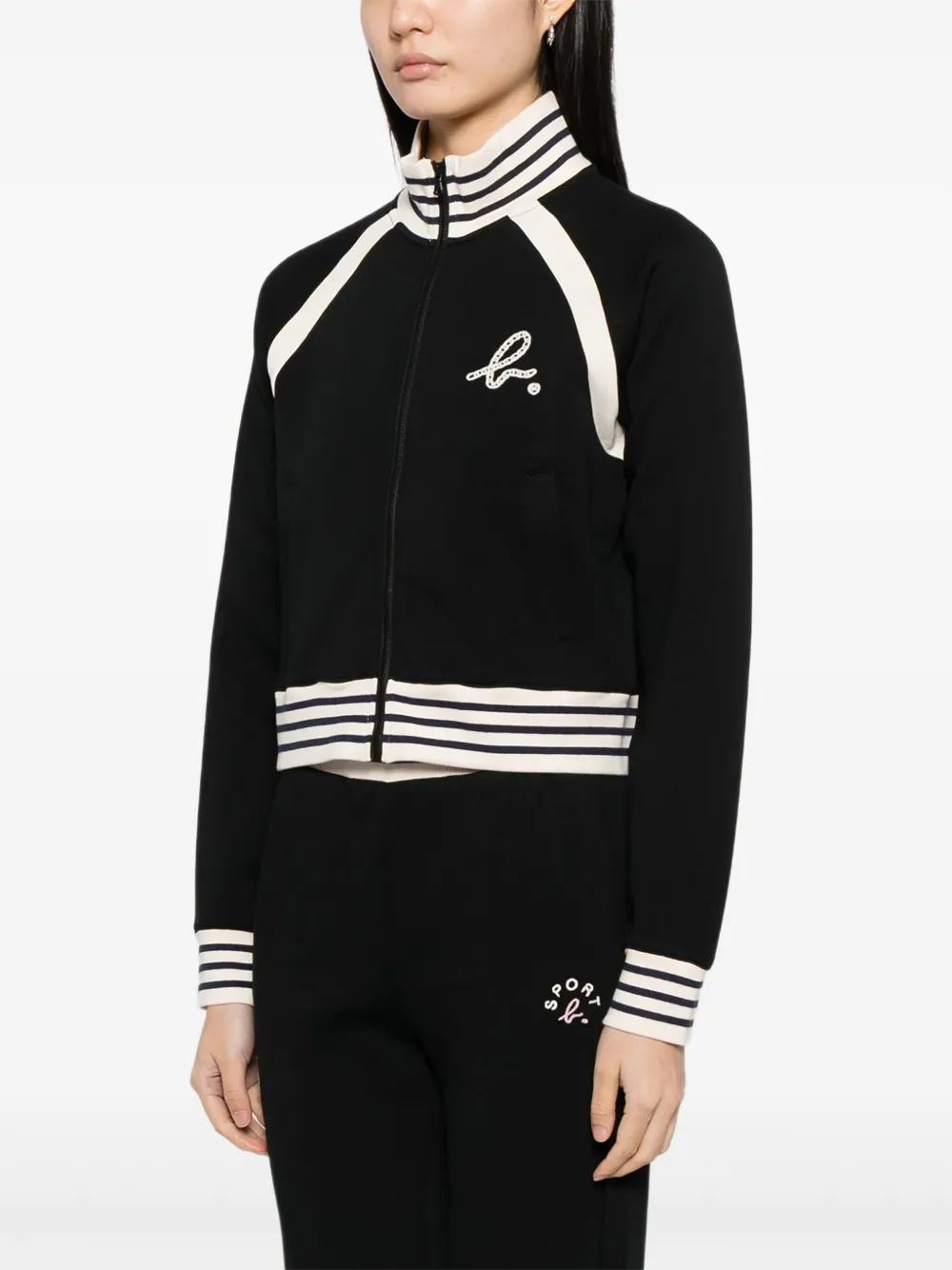 Sport B. By Agnès B. Embroidered Zip Jacket In Black