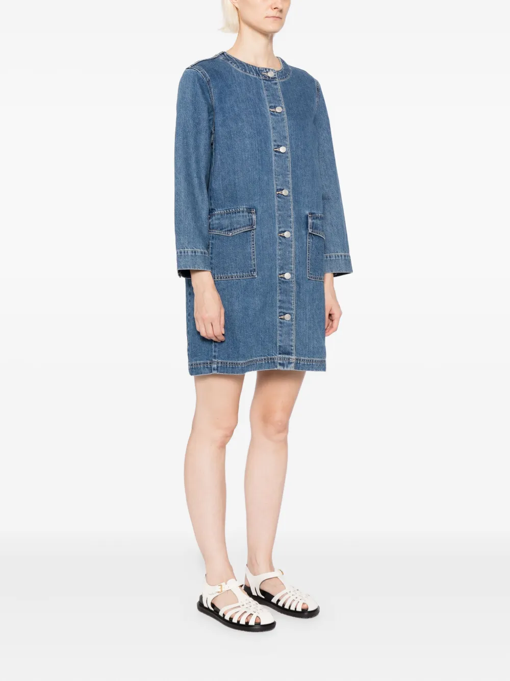 Sport B. By Agnès B. Logo-patch Denim Dress In Blue