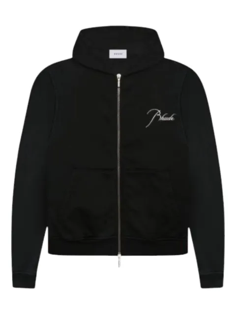 RHUDE logo-embroidered zip-up hoodie