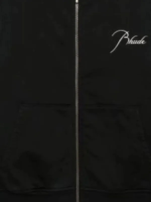 RHUDE logo-embroidered zip-up Hoodie | Black | FARFETCH CH