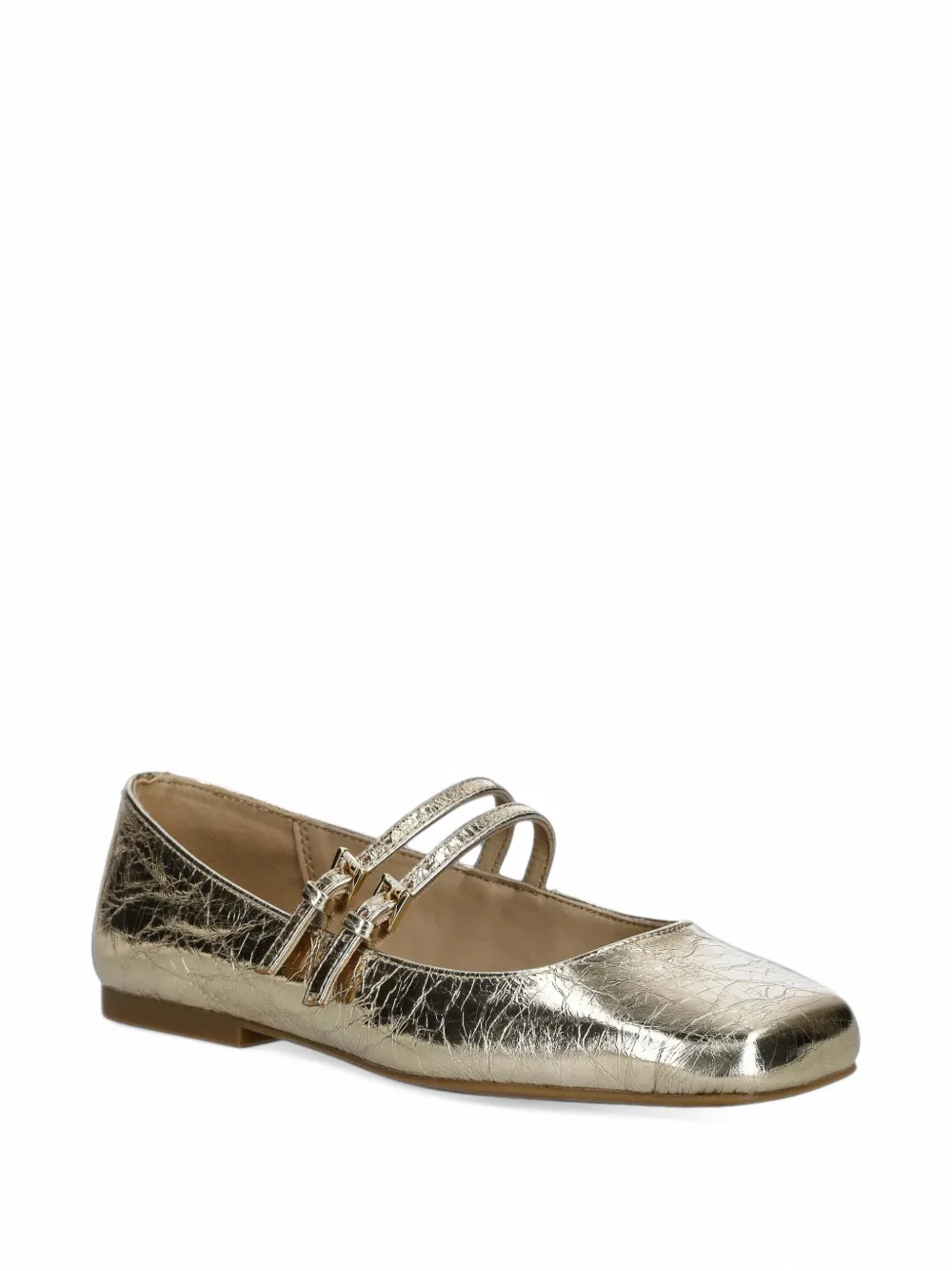 Michael Kors Matilda crackled metallic-leather mary jane Goud