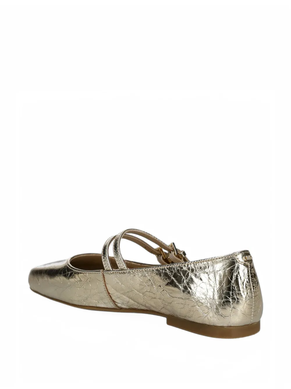 Michael Kors Matilda crackled metallic-leather mary jane Goud