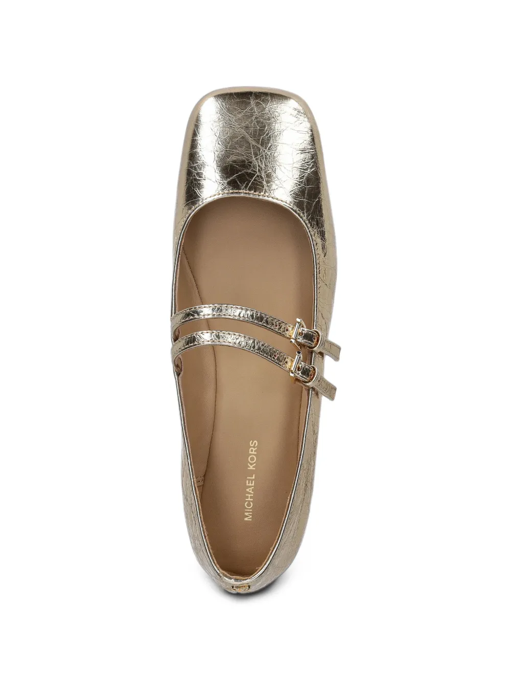 Michael Kors Matilda crackled metallic-leather mary jane Goud