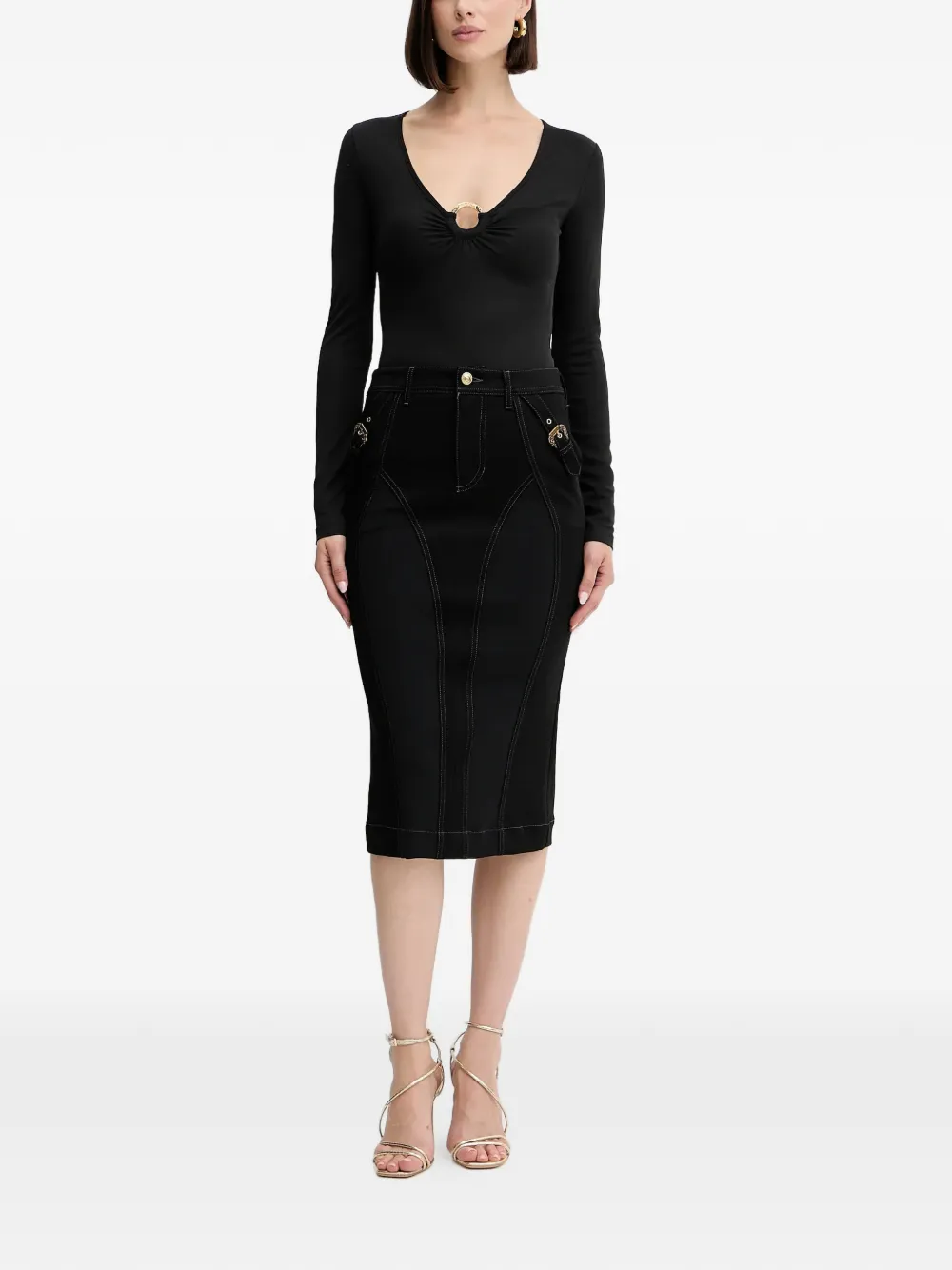  Just Cavalli V-neck Top - Black 