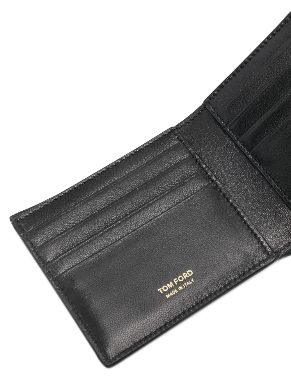 Tom Ford Crocodile Print Leather Bi-fold Wallet In Black