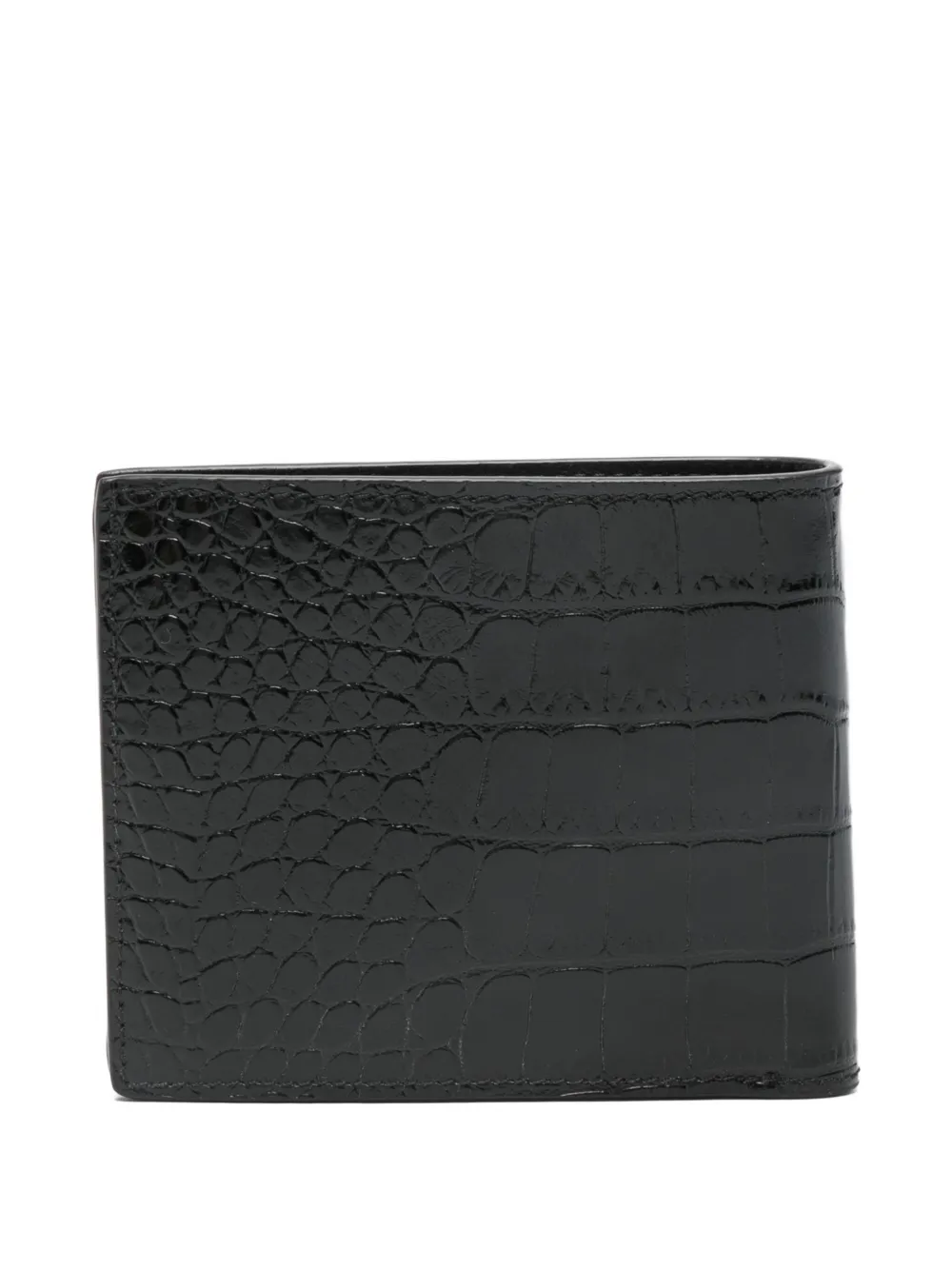 Tom Ford Crocodile Print Leather Bi-fold Wallet In Black