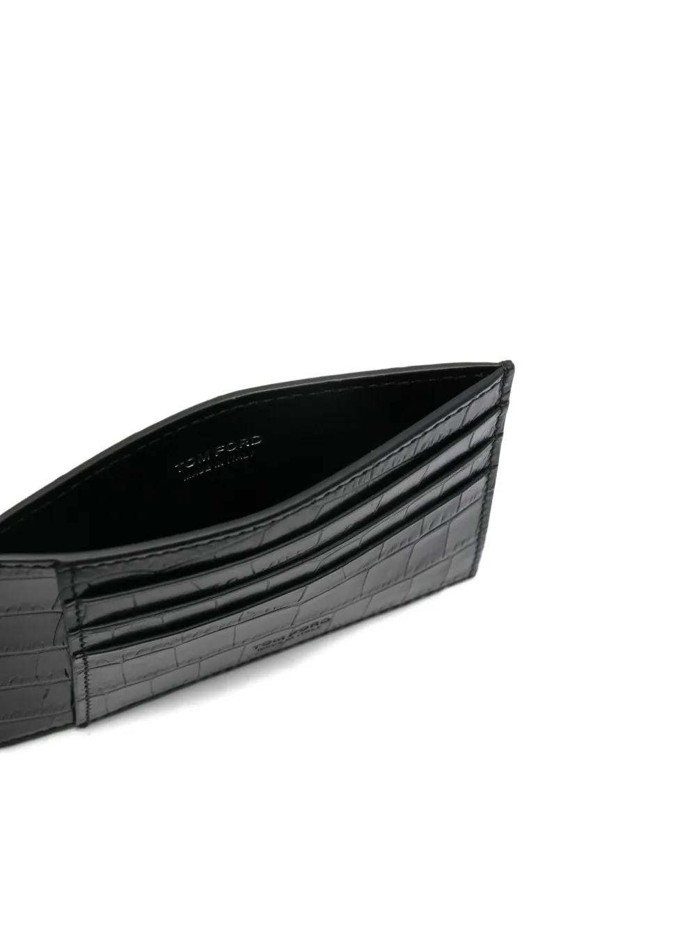 TOM FORD Pasjeshouder met krokodillenleer reliëf Zwart