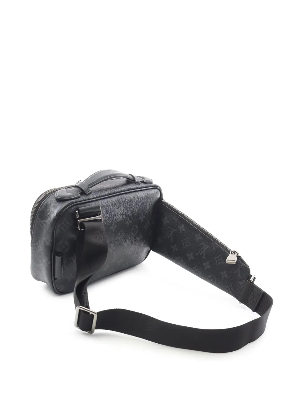 Pre-owned Louis Vuitton 2019 Monogram Eclipse Explorer Bumbag Belt Bag In Black