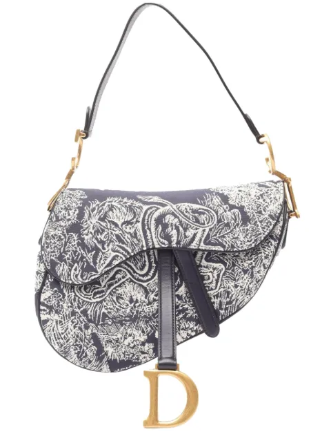 Christian Dior Pre-Owned 2021-2025 Canvas Embroidered Reverse Toile De Jouy Saddle Bag shoulder bag
