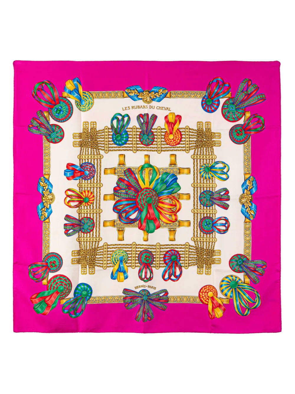Hermès Pre-Owned 1990-2010 Les Rubans du Cheval Silk Scarf scarves | Pink | Image 1
