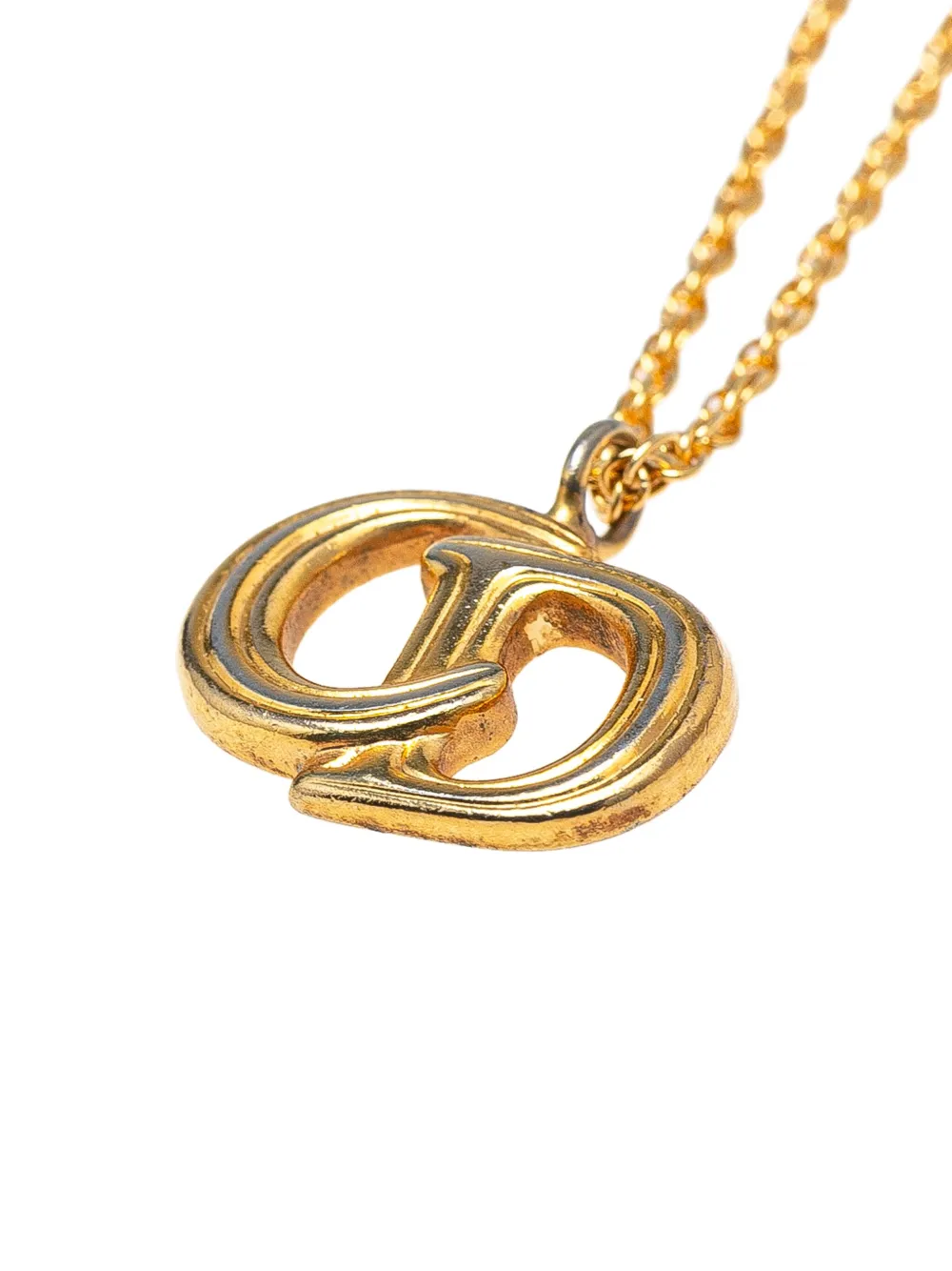 Christian Dior Pre-Owned 20th Century Gold Plated CD Logo Pendant Necklace costume necklace | Image 2